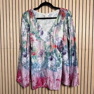 281 Sundance Women's Floral Long Sleeve Blouse (Size L, EUC)
